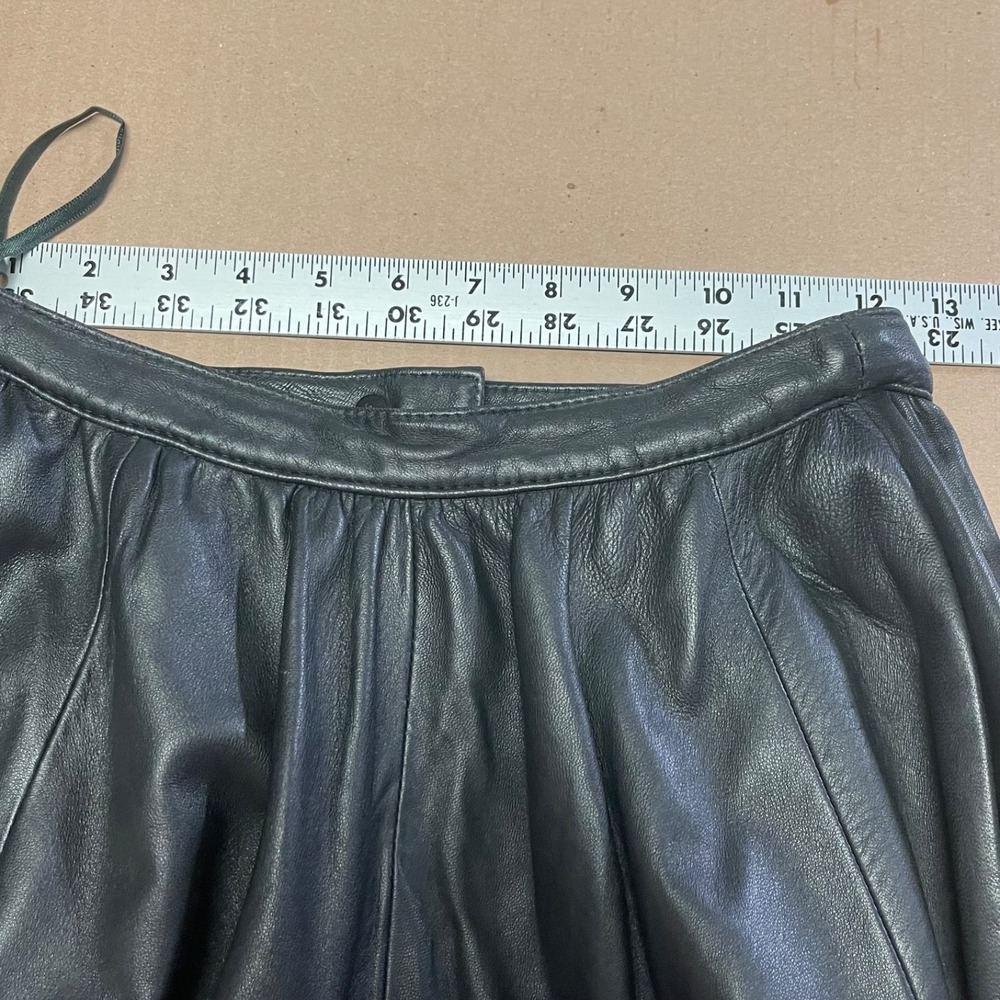 Vintage German Size 36 (4) Black Leather Maxi Pieced Circle Skirt - Picture 3 of 12
